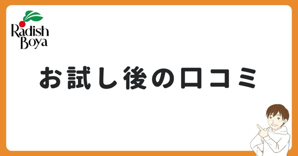 らでぃっしゅぼーやをお試し後の口コミ